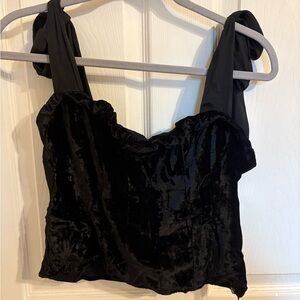 Free People Black Velvet Crop Tank